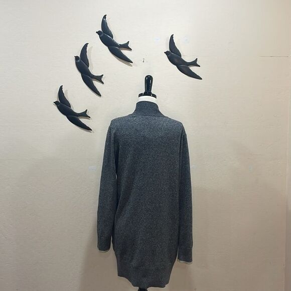 Roots Canada Cotton Blend Marled Dark Gray Open Front Cardigan Striped Cuff - M - Picture 8 of 9